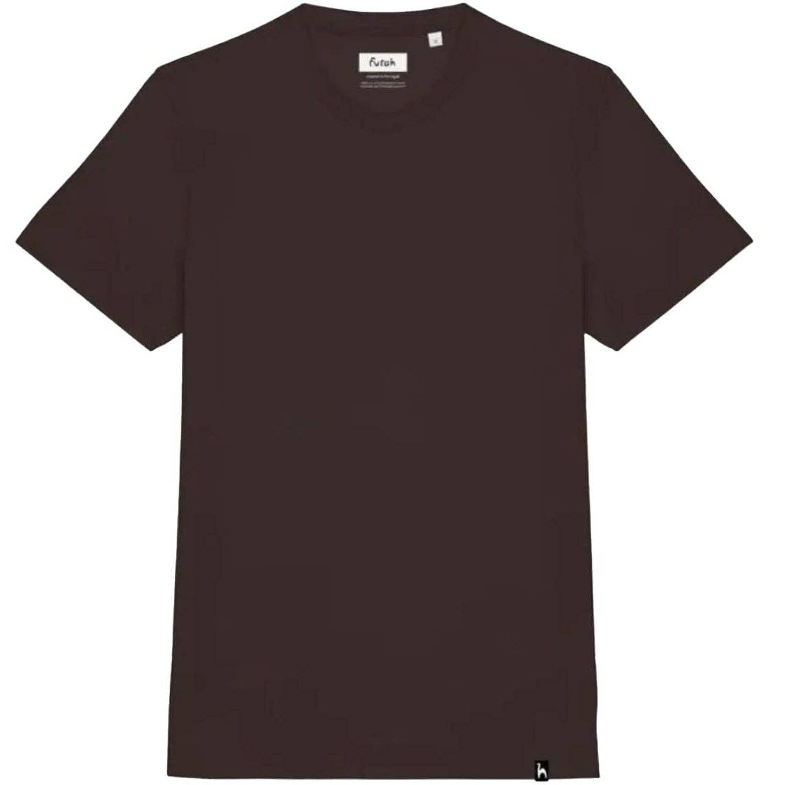 The Futah Terra T-Shirt is a black, short-sleeve tee with a round neck and a small logo tag at the hem, made in Portugal and shown laid flat on a white background.