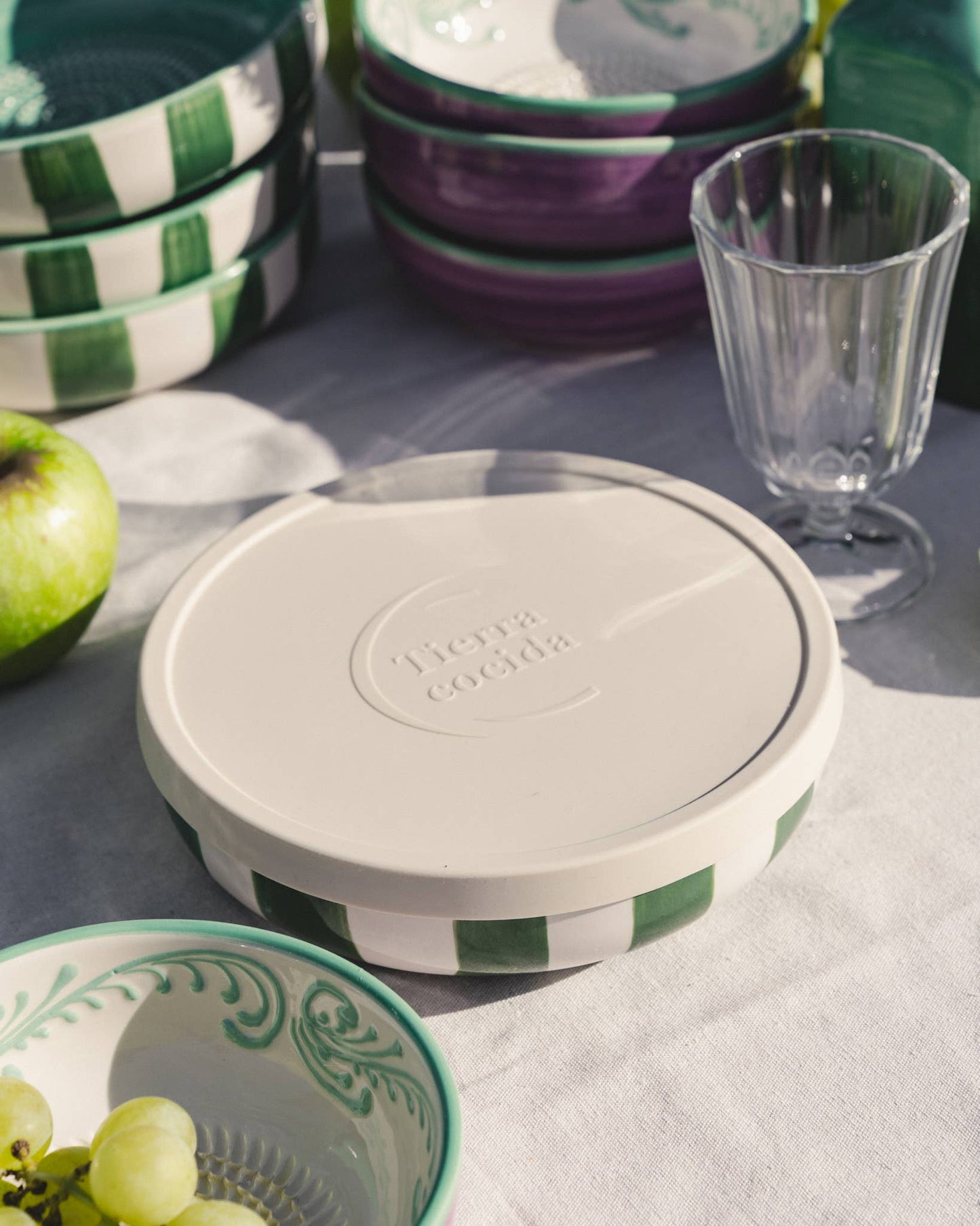 Large Pottery Grater Plate – Includes Gift Spoon / Jade - NEW