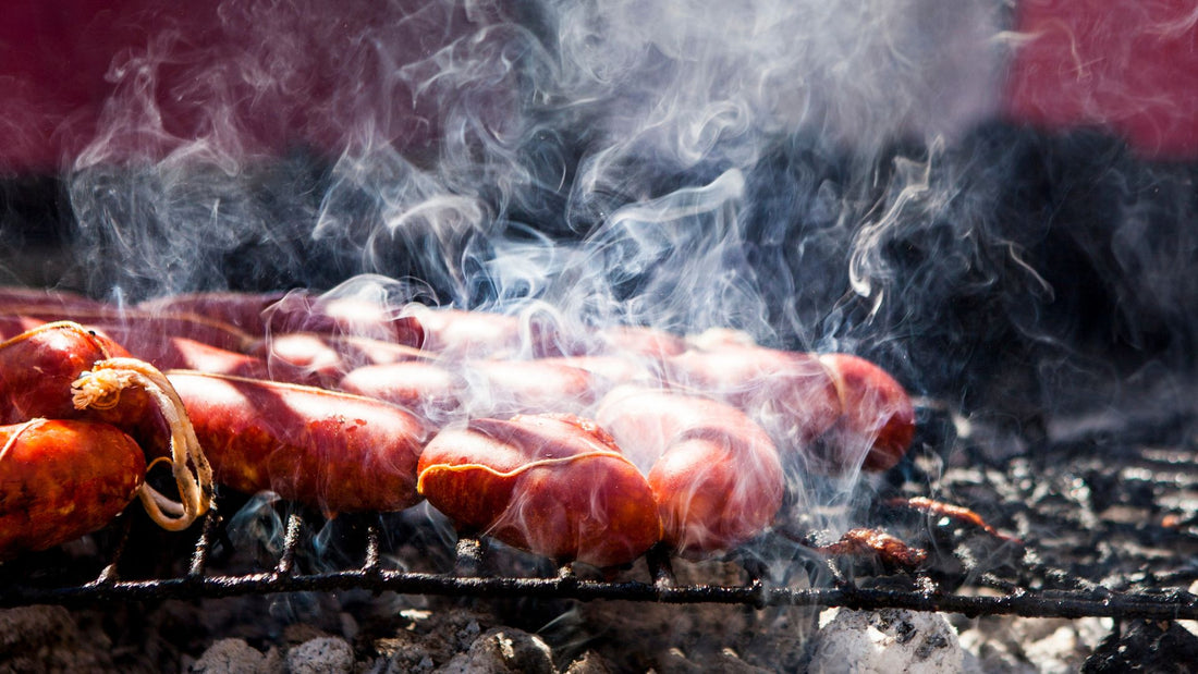 Spanish Chorizo sausage on a BBQ grill