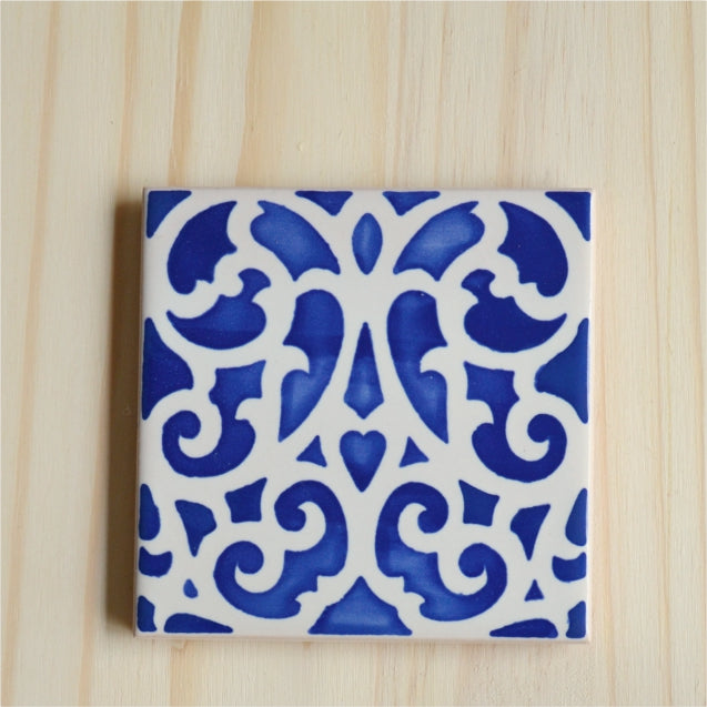 hand painted Portuguese tile pattern 05 Cobalt Blue