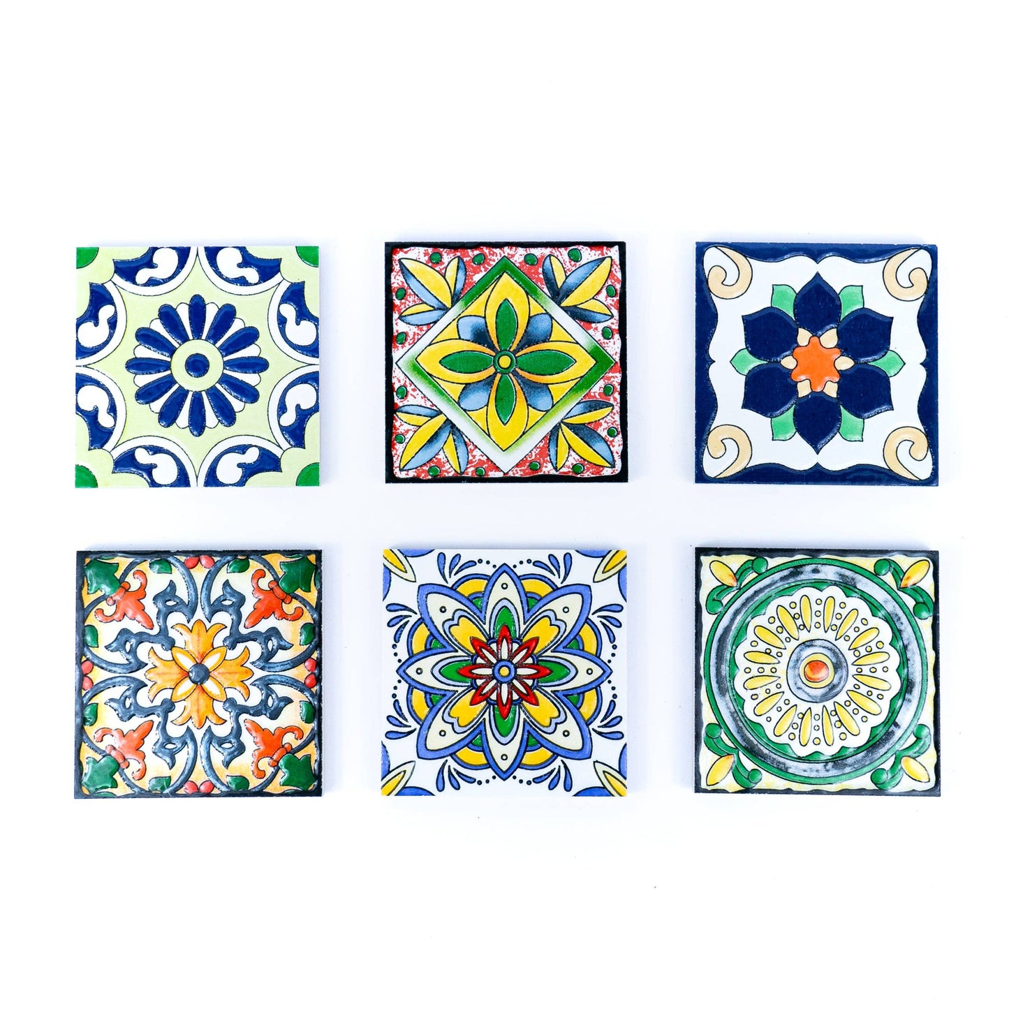 Tile-Inspired Ceramic & Cork Coasters - Set of 6