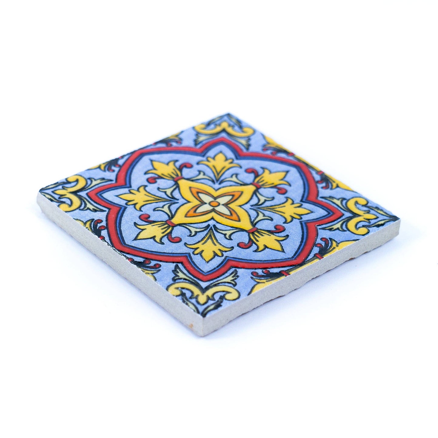 Tile-Inspired Ceramic & Cork Coasters - Set of 6