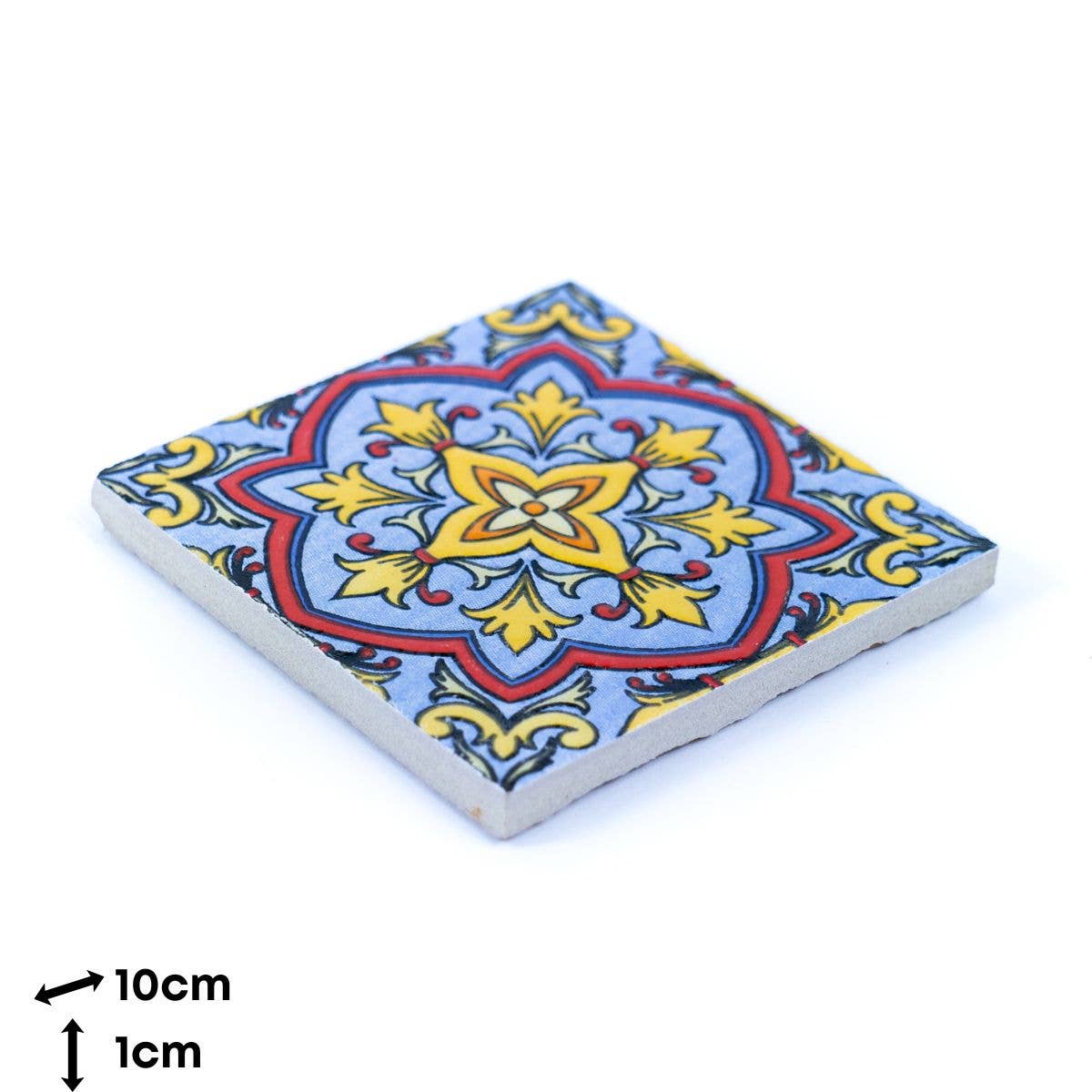 Tile-Inspired Ceramic & Cork Coasters - Set of 6