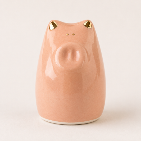 Fortune Pig Amulet - Gold Luster 5 Languages