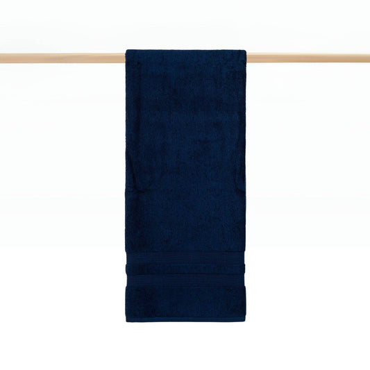 Cobalt blue bath sheet 100 × 150 cm, made in Portugal, front view.