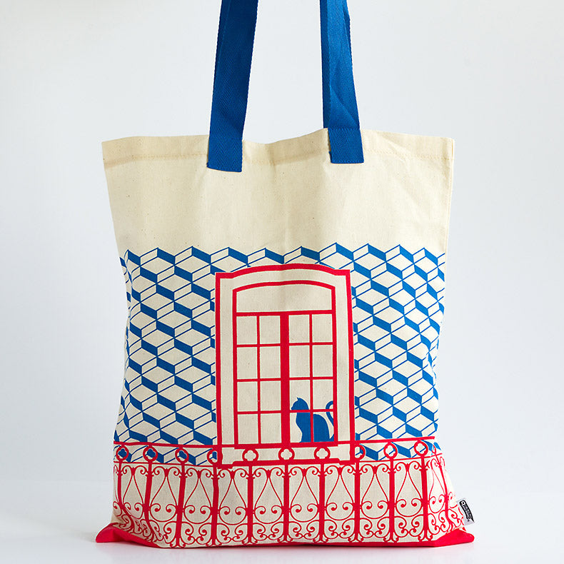 Blue and Red cotton bag with portuguese week