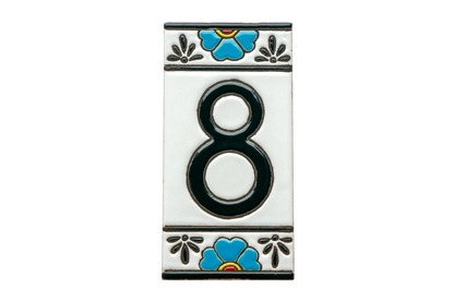 Mexican Floral Ceramic House Number & Letter Tile