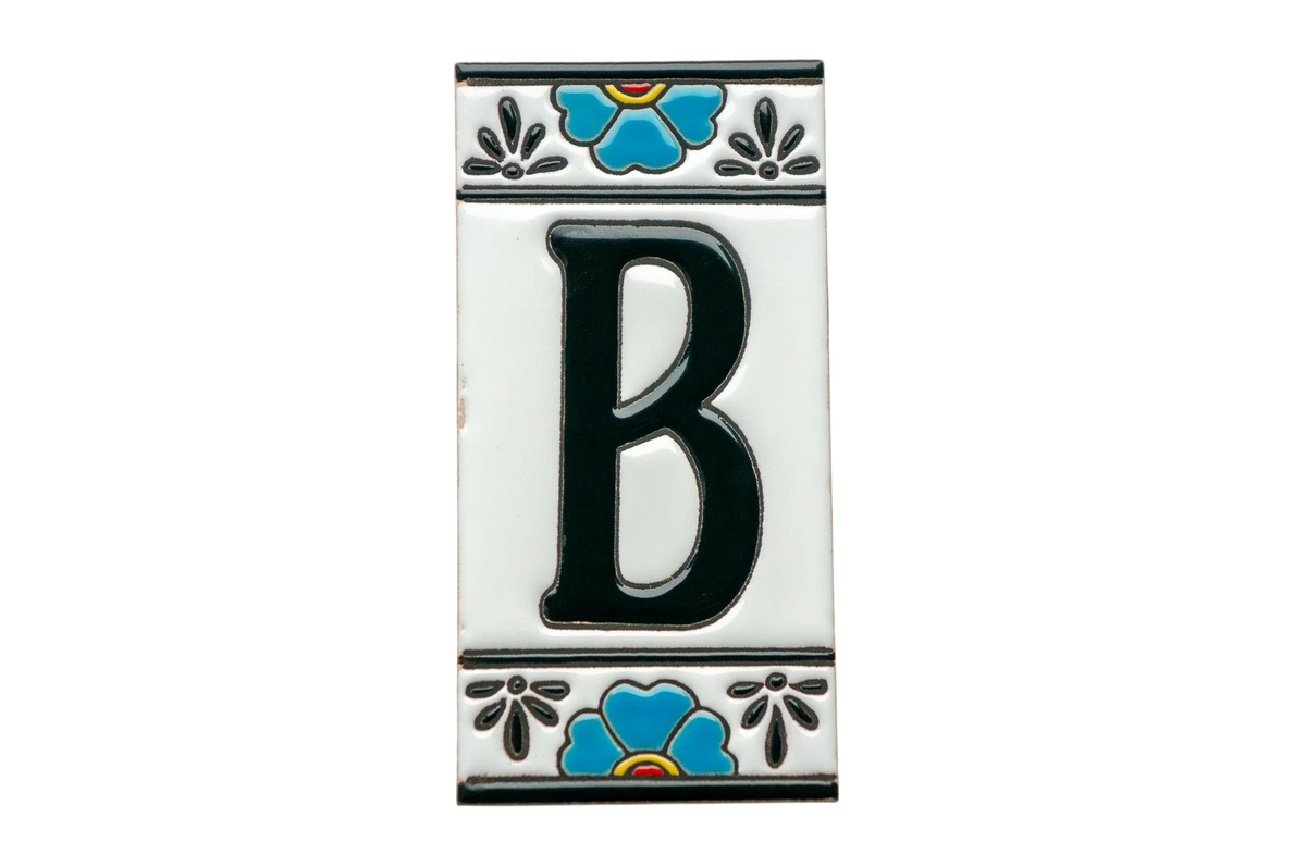 Mexican Floral Ceramic House Number & Letter Tile