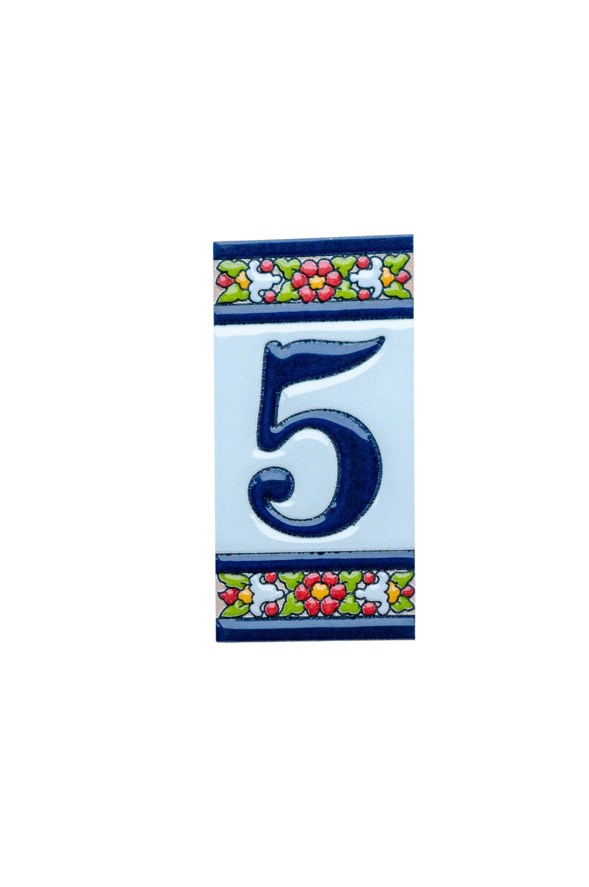 Large Floral Ceramic House Number & Letter Tile