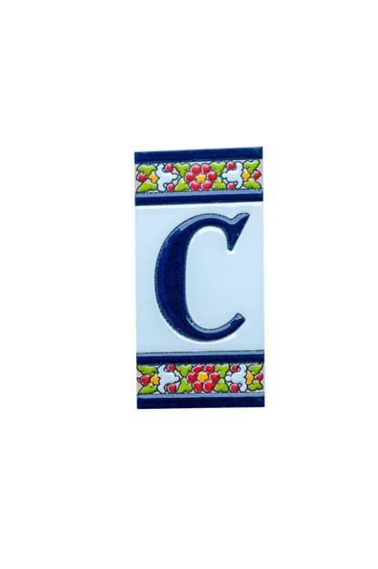 Large Floral Ceramic House Number & Letter Tile