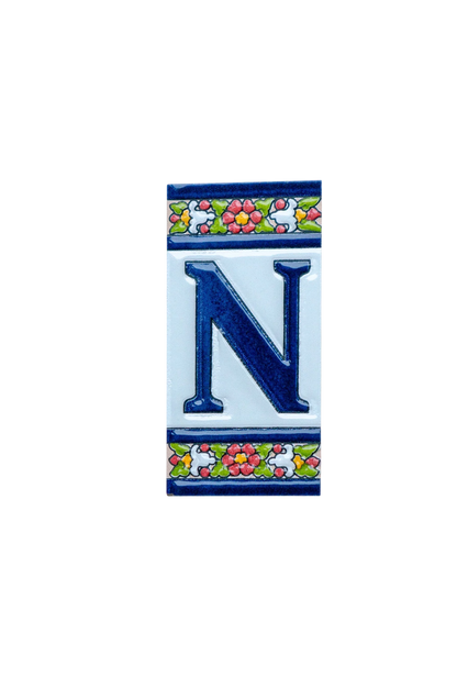 Large Floral Ceramic House Number & Letter Tile