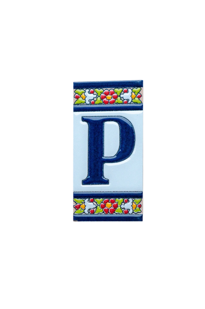 Large Floral Ceramic House Number & Letter Tile