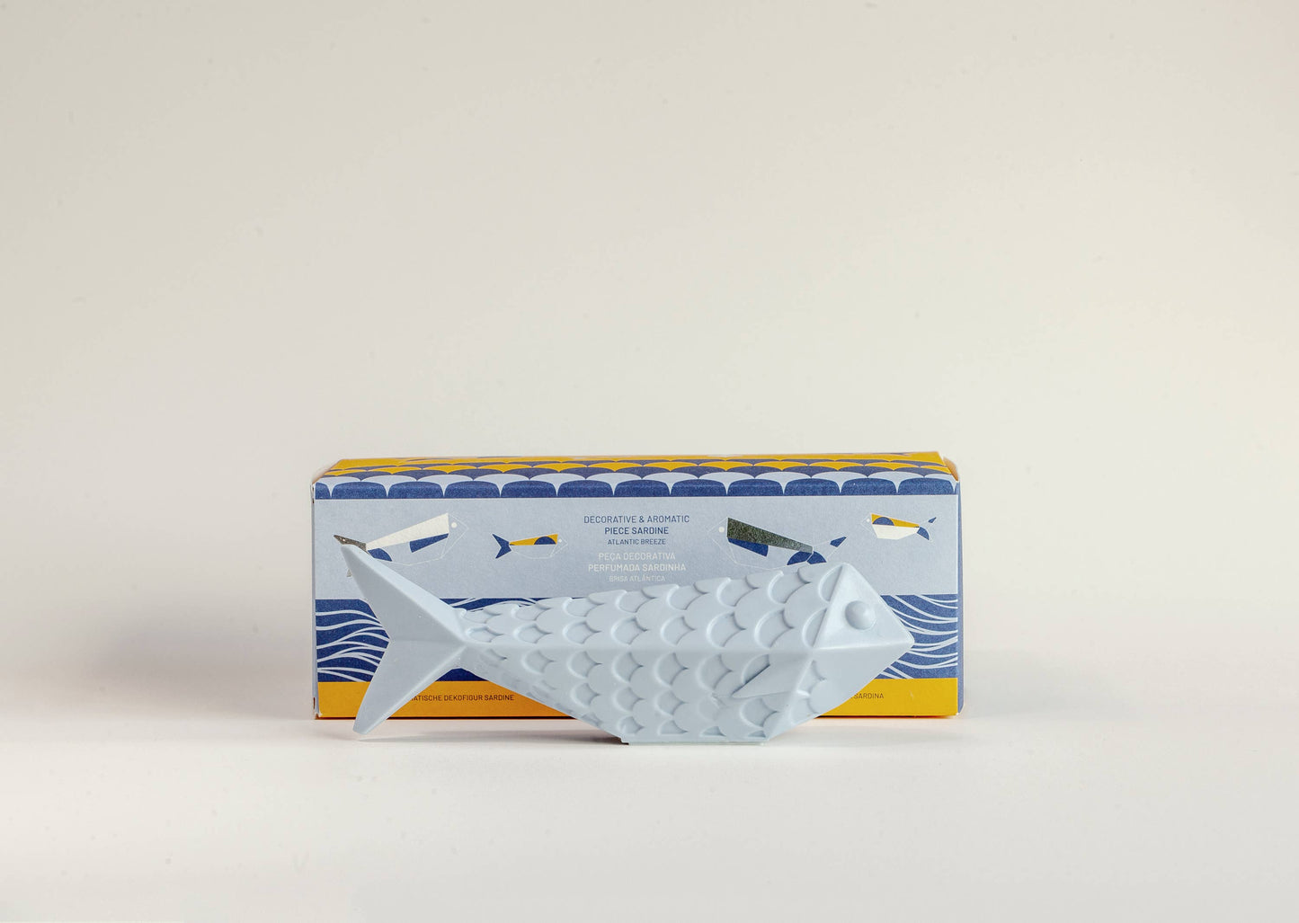 Gift-ready Decorative & Aromatic Sardine – Blue with packaging and label visible