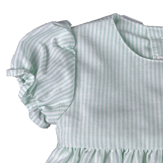 Green Stripes Oxford Girl Romper | Romper | Iberica - Pretty things from Portugal