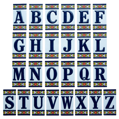 Large Floral Ceramic House Number & Letter Tile