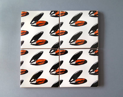 coastal spanish mussels ceramic coaster set