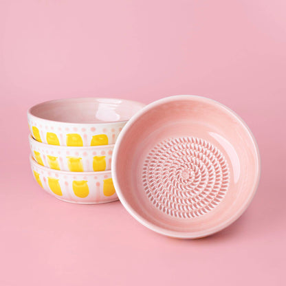 Vintage Pottery Grater Bowl – Pink and Yellow / Valentina NEW