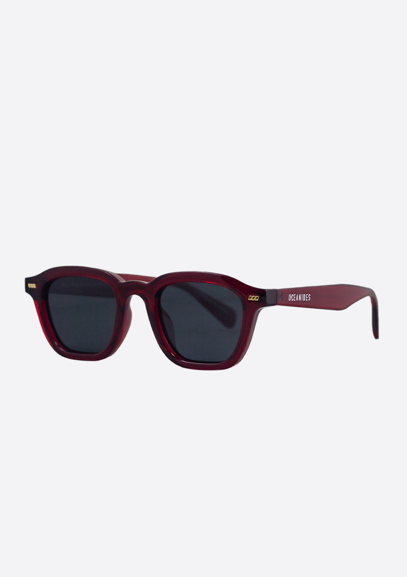 Red framed polarized sunglasses