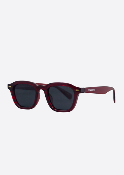 Red framed polarized sunglasses