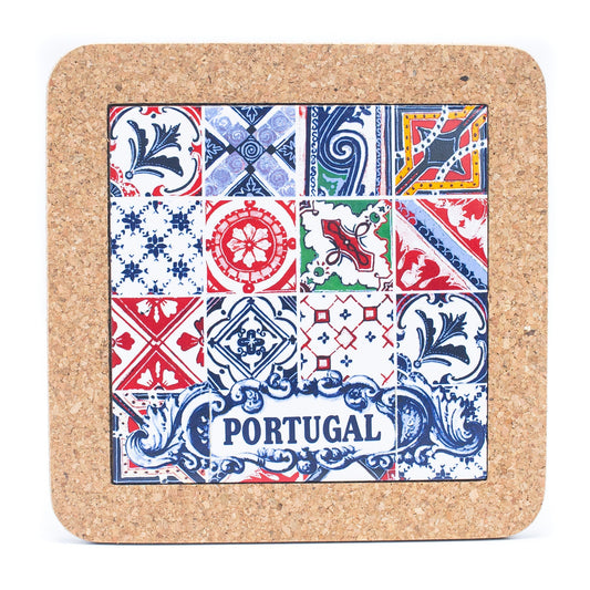 Cork Trivet with Portuguese Azulejo Print - L851 Set of 5（5units） | Trivets | Iberica - Pretty things from Portugal