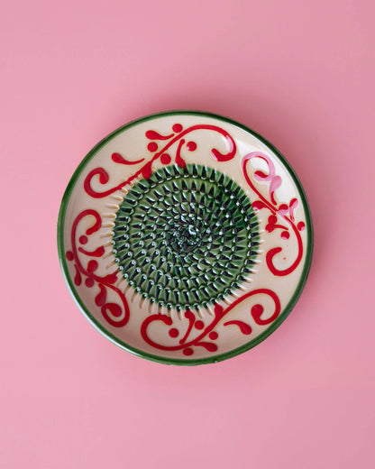 Small Pottery Grater Plate – Green Alhambra