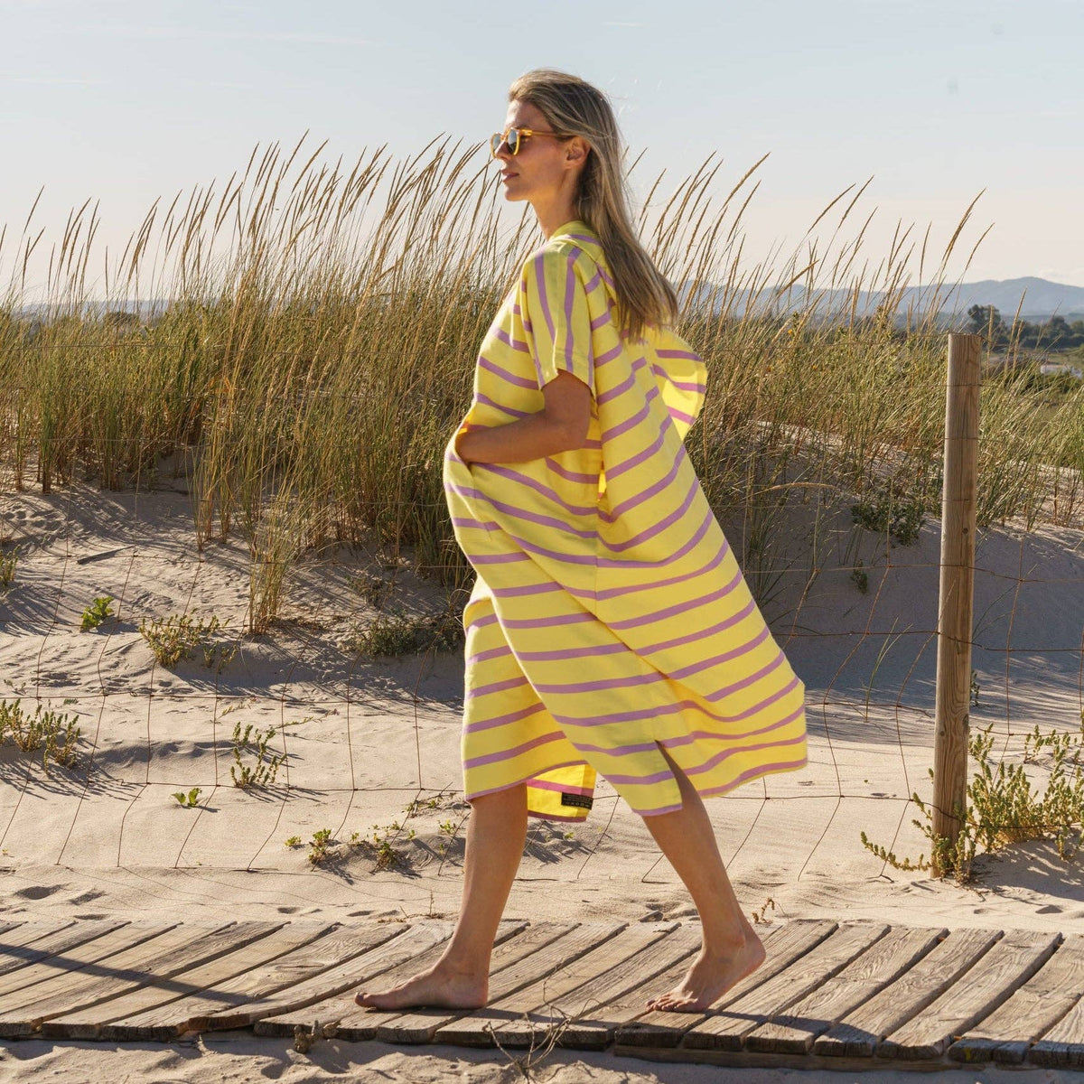 Berlenga Yellow cotton beach poncho by Portuguese brand Futah