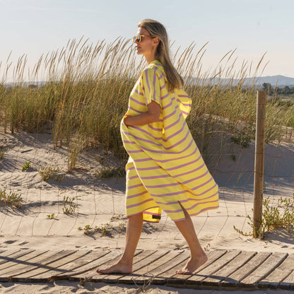 Berlenga Yellow cotton beach poncho by Portuguese brand Futah