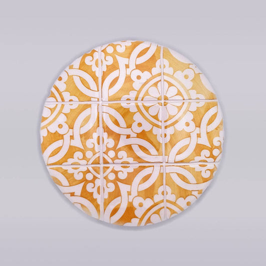 ceramic tile trivet_hand painted yellow motif