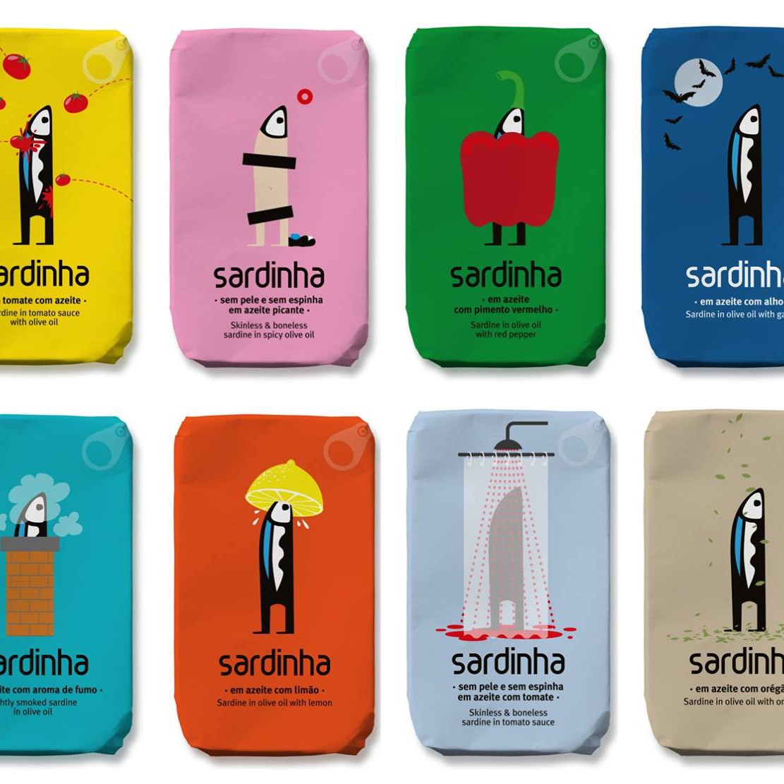 colourful tinned sardine packaging from Sardinha