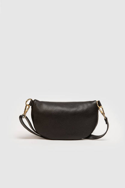 The Cassette Barcelona Leather Fanny Pack Crossbody Bag features premium pebbled leather, gold-tone hardware, and a detachable strap, shown against a plain light gray background.