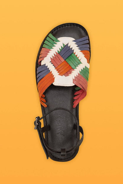 Alebrijes Black Leather Sandals