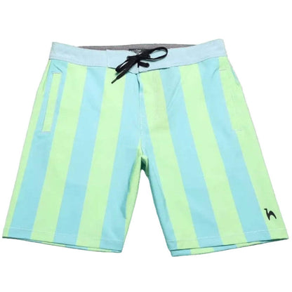 Futah 38graus striped boardshorts with grey waistband, black drawstring and side pockets