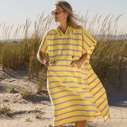 Futah yellow beach changing poncho with hood and front pocket