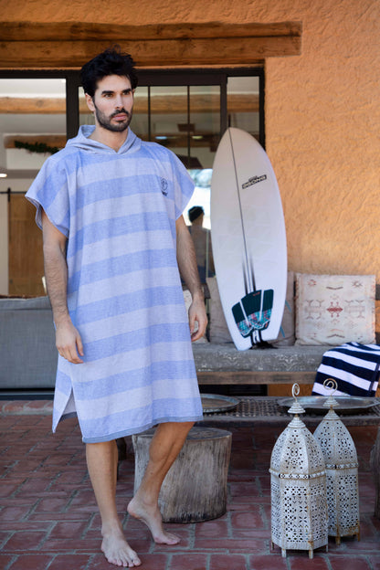 Hadner light blue hooded changing poncho for beach and pool