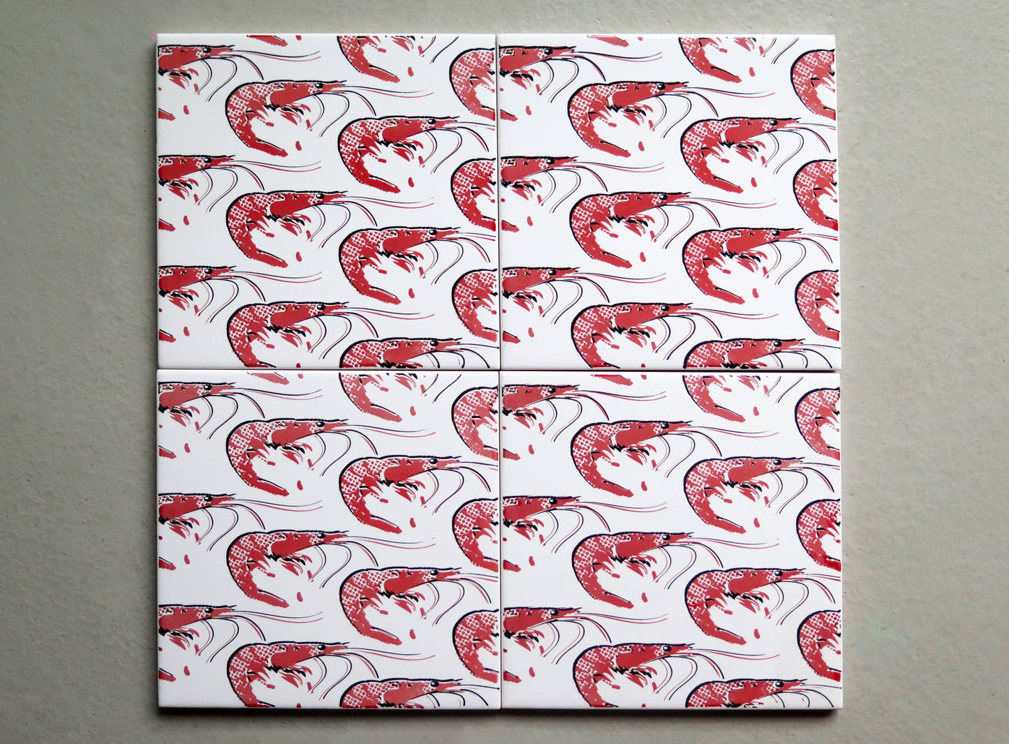 Prawns design ceramic tile mural for kitchen splashback and wall decor