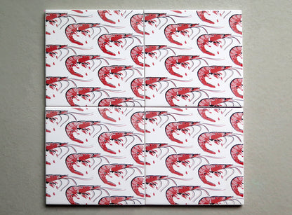 Prawns design ceramic tile mural for kitchen splashback and wall decor