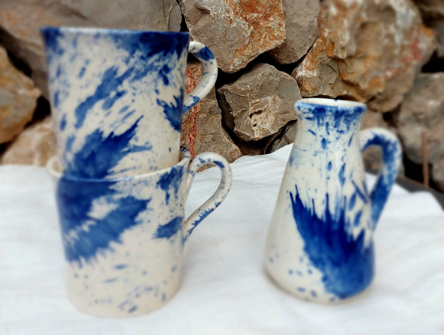 Handmade Ceramic Gift Set - Spotted Blue
