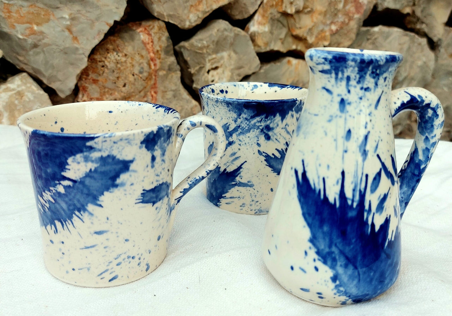 Handmade Ceramic Gift Set - Spotted Blue