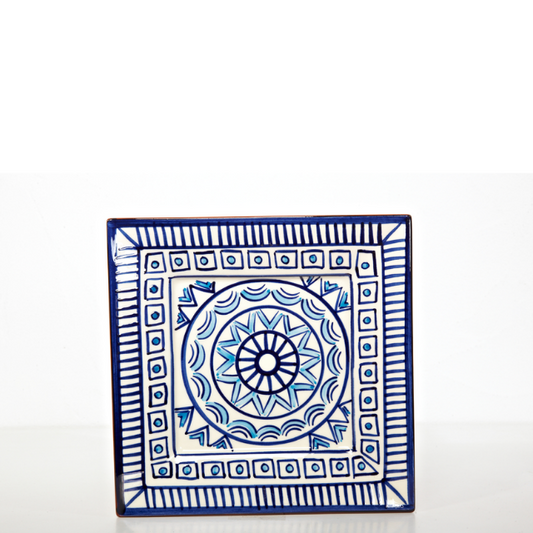 Square Plate 24.5cm with Ocean Blue motif | Plates | Iberica - Pretty things from Portugal