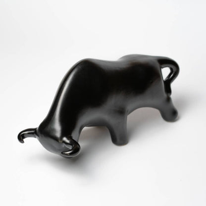Black bull ceramic sculpture