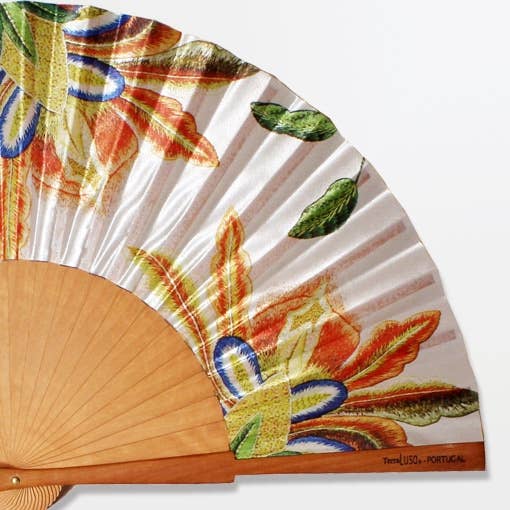 Hand fan with close up detail of Castelo Branco design