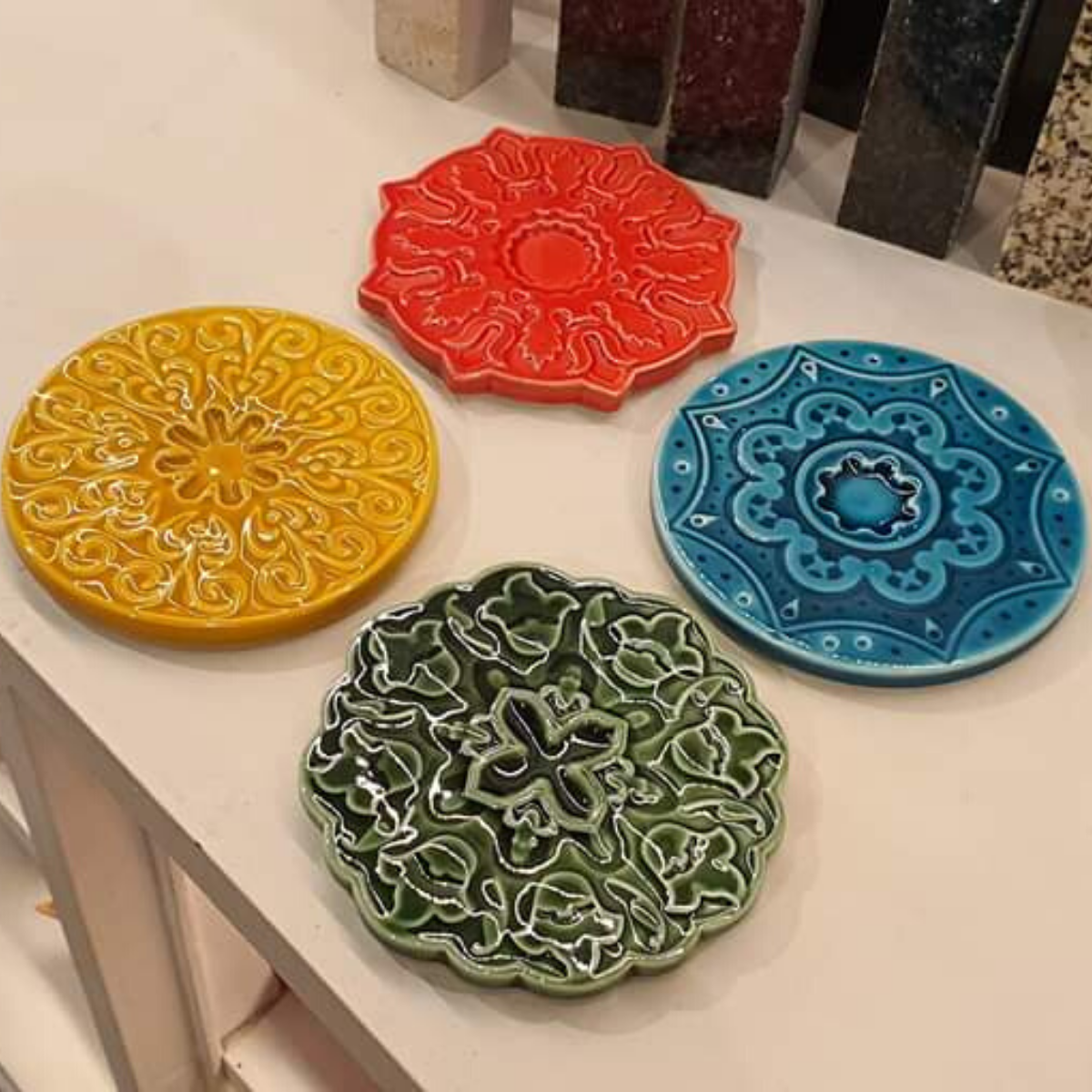 Handmade Ceramic Coaster Set -   Pottery coasters, Ceramic coasters,  Handmade ceramics