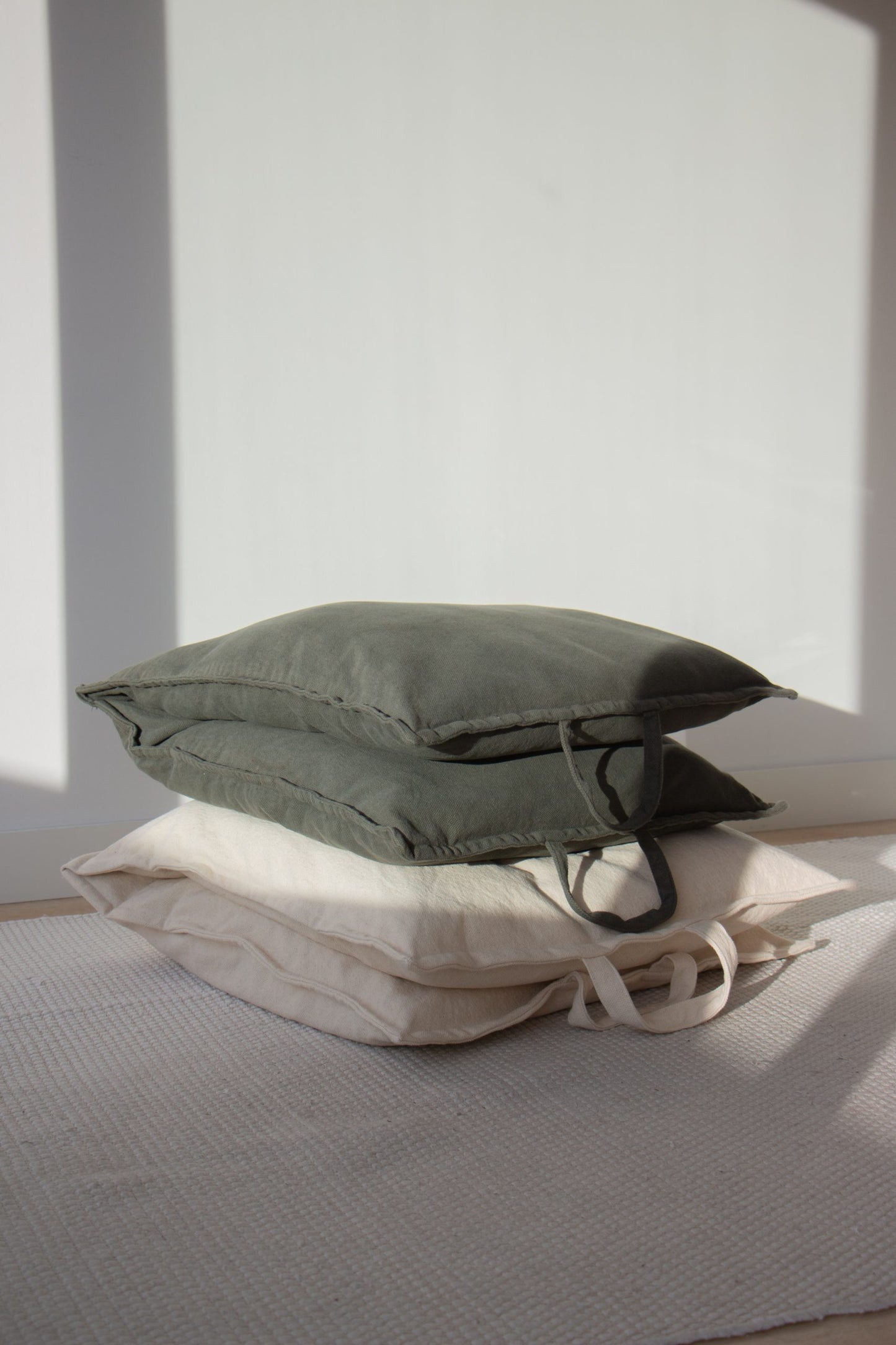 Floor Cushion Pouf Olive Green | Ottoman Cushions | Iberica - Pretty things from Portugal
