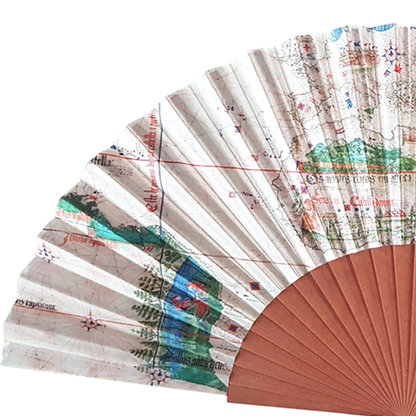 Close up of hand fan with planisphere illustration