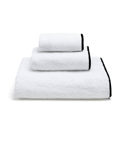 set of 3 black mira towels stacked on top of each other
