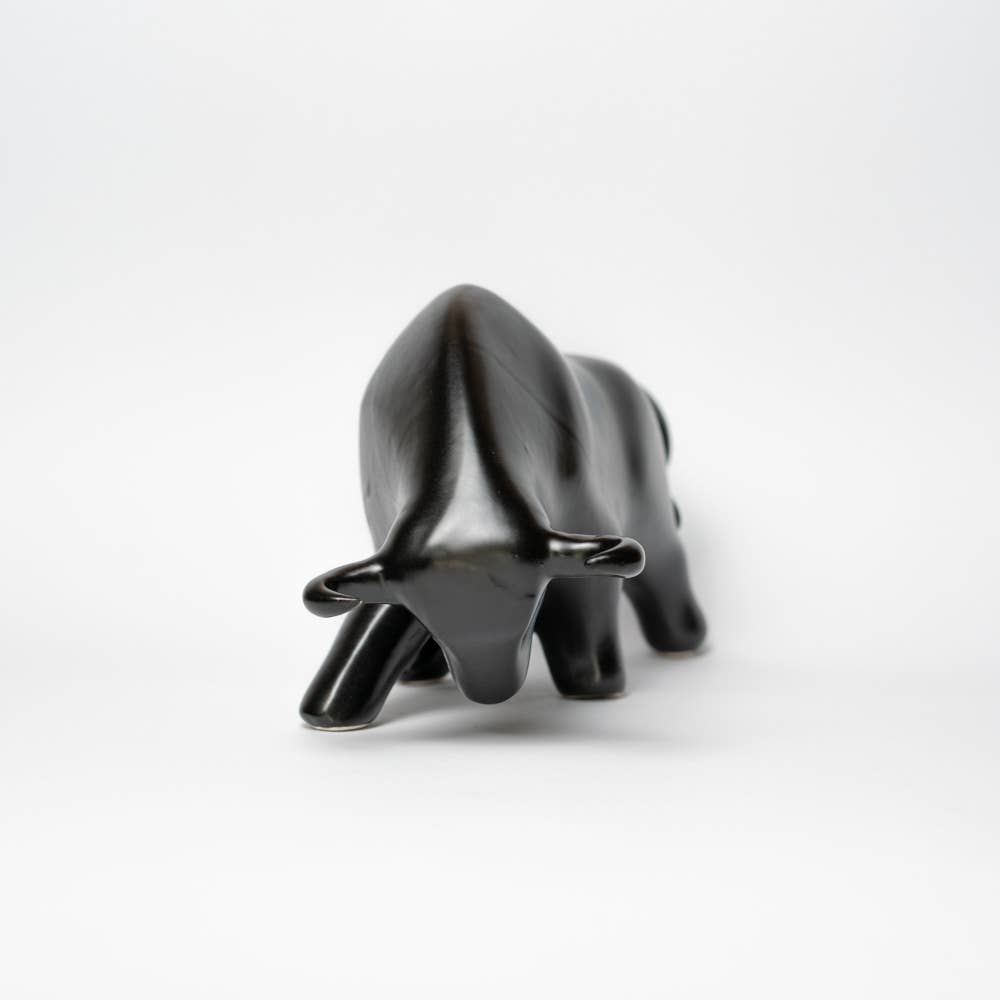 black bull ceramic sculpture 