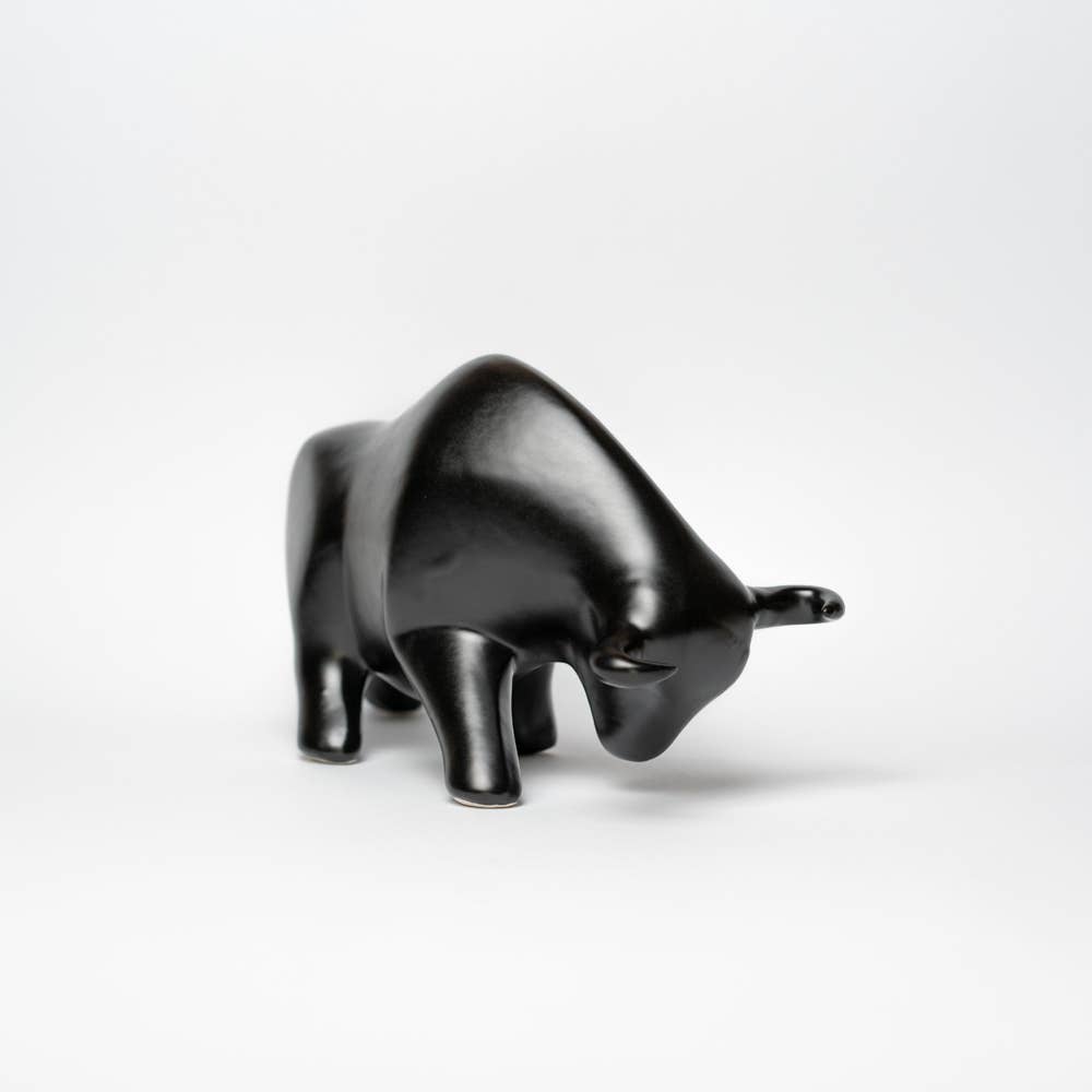 black bull ceramic sculpture