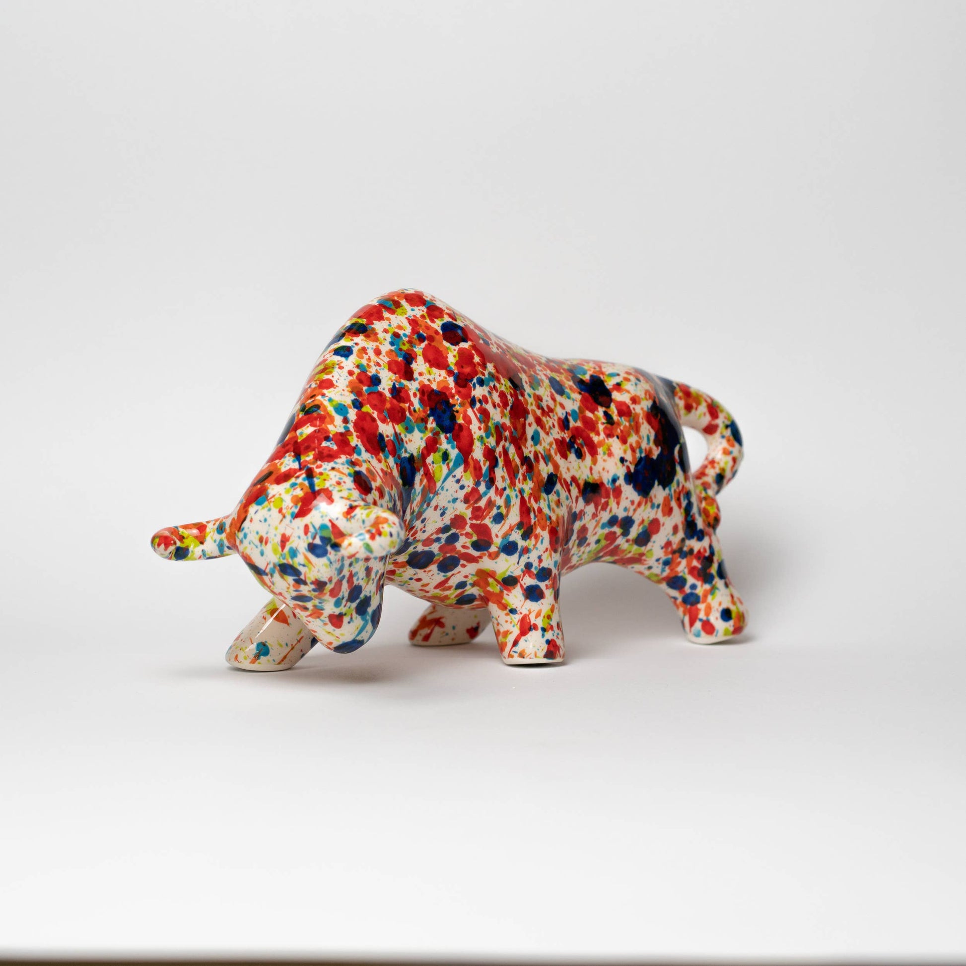 colored bull ceramic sculpture