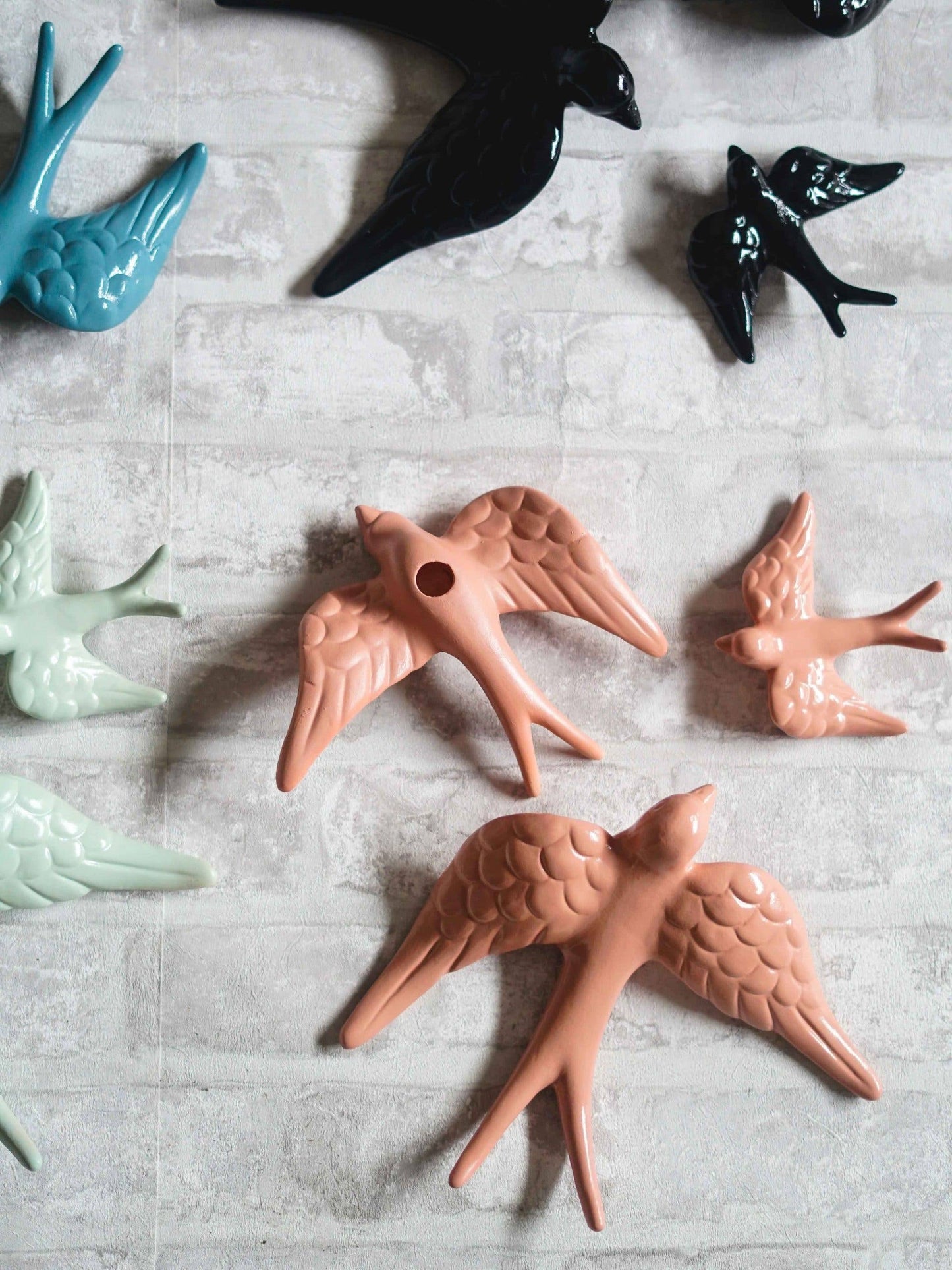 hand crafted swallows for wall decoration
