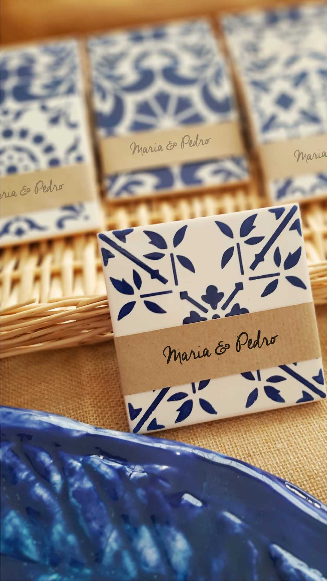 a hand painted wedding favor tile for guests
